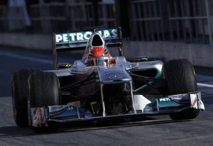 Formel 1 2011 Testfahrten von Mercedes GP Petronas in Barcelona Erster Testtag Michael Schumacher (c) HOCH ZWEI