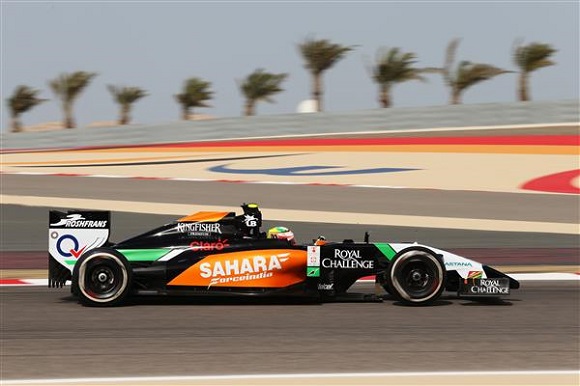 Formel 1 2014 Bahrain GP Sahara Force India Sergio Perez auf Startplatz 4 © Sahara Force India Formula One Team 