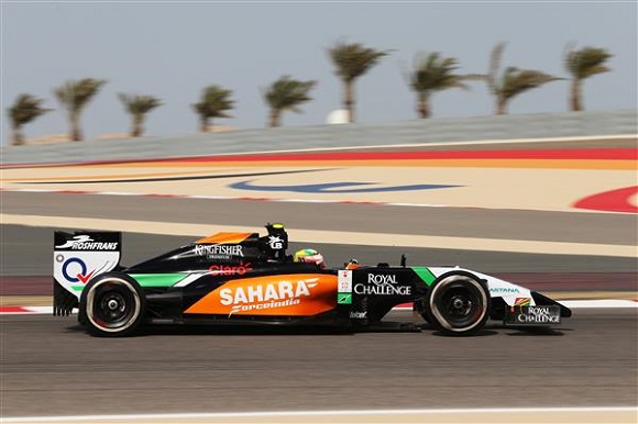 Formel 1 2014 Bahrain GP Sahara Force India Sergio Perez auf Startplatz 4 © Sahara Force India Formula One Team